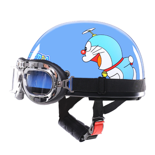 VAR新国标3C认证哆啦A梦电动摩托车半盔头盔男女士四季通用安全帽