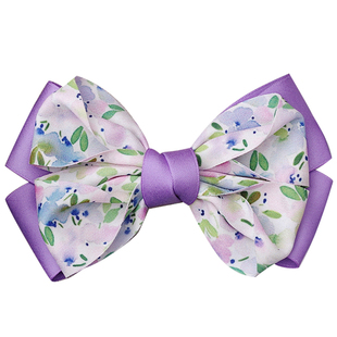 福2呆丁香花语原创印花雪纺丝带儿童发饰绸带蝴蝶结发夹手工材料