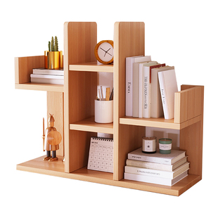 全实木桌面小书架简易书桌上写字台收纳置物架办公室儿童二层松木