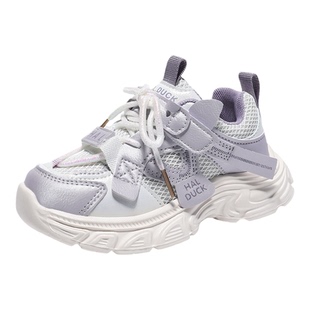 小黄鸭女童鞋子春秋2026新款透气网面儿童老爹鞋女孩休闲运动鞋潮