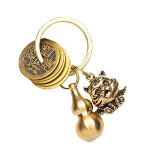 黄铜小老虎朱砂葫芦汽车钥匙扣虎年如虎添翼运转包挂件饰礼品创意