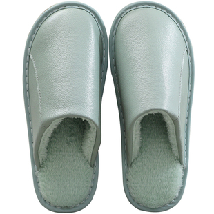 海宁真皮面棉拖鞋冬季男女居家室内防滑防水软底静音毛绒保暖厚底