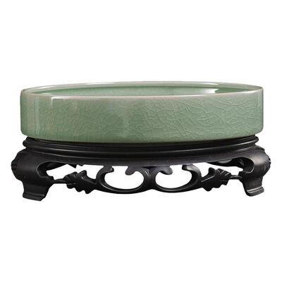 紫砂花盆盆栽陶瓷托盘盆无孔浅水底水培假山菖蒲造型摆设花盆底座