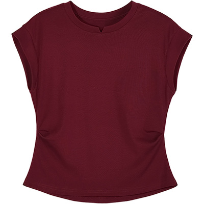 GCMUSCLE夏季新款圆领短袖t恤女洋气减龄显瘦女士掐腰无袖上衣