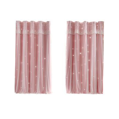 双层少女儿童房公主风挂钩式窗帘