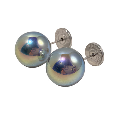 镜面炫彩人造真多麻珍珠耳钉