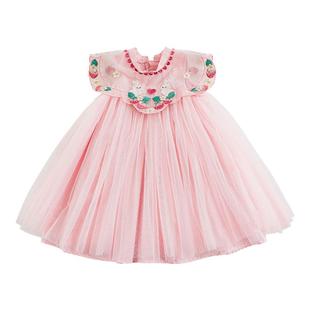 幼悠女童重工刺绣云肩新中式公主纱裙夏季细腻亲肤透气吸湿汉服裙