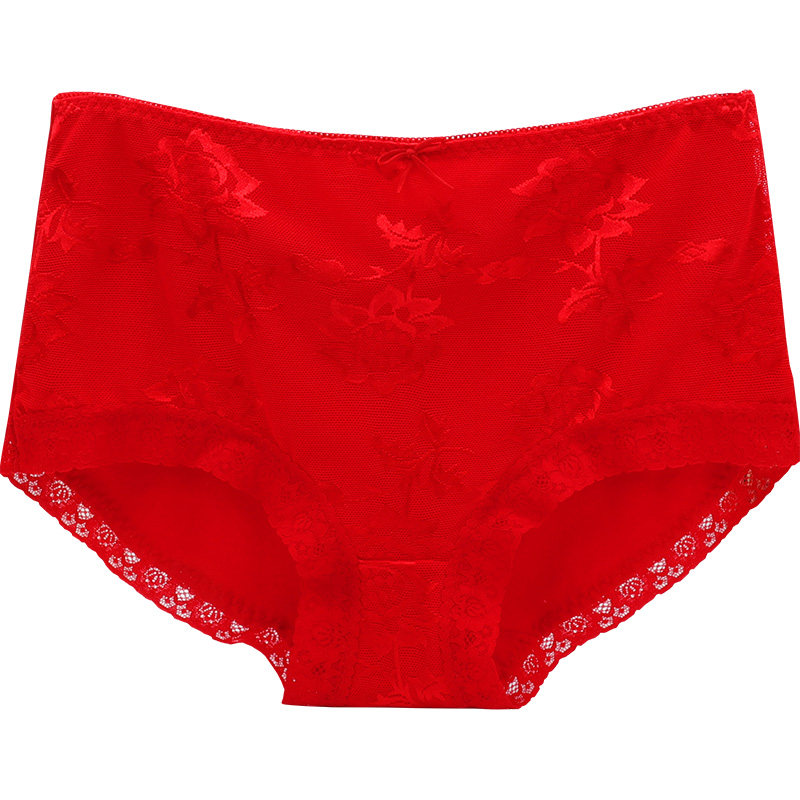 蝶安芬内裤女大红本命年女士内裤纯色莫代尔棉质中腰性感婚庆吉祥