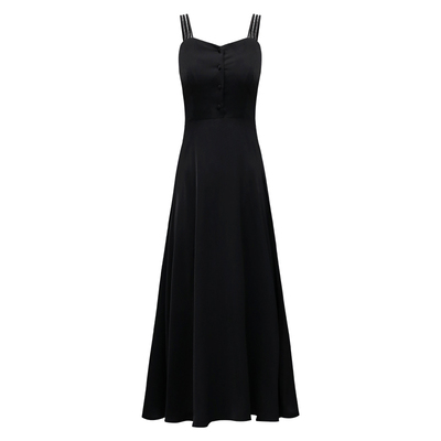 真丝外穿醋酸缎面高端吊带连衣裙