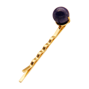 圆珠宝石刘海碎发夹天然青金石原创设计手工头发卡子发夹一字夹女