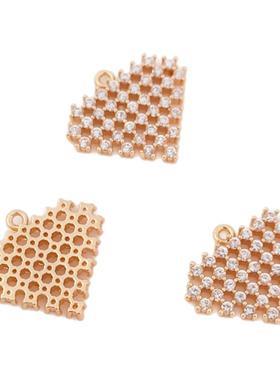 满锆几何桃心吊坠爱心吊饰