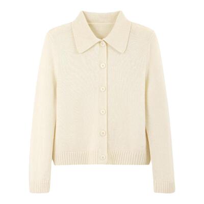 bbfer本依凡冬季针织开衫女polo领纯羊毛针织衫毛衣加厚SSSZZ0009