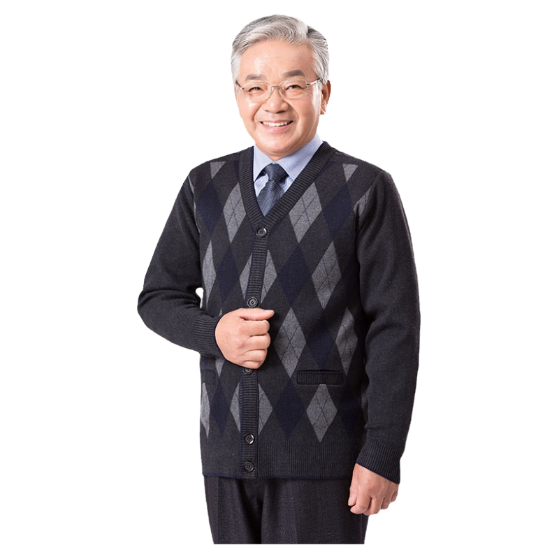 春秋父亲针织衫长袖领爸爸装中年
