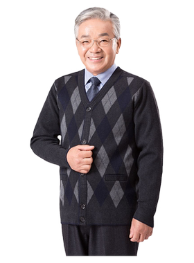 春秋父亲针织衫长袖领爸爸装中年