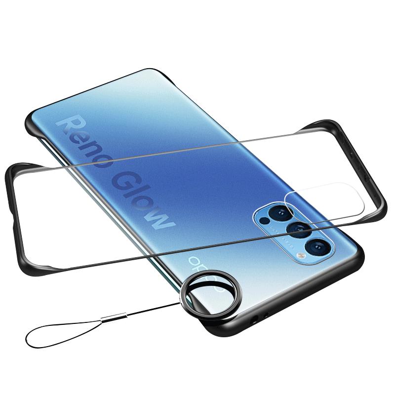 适用opporeno4手机壳reno5pro/+reon3无边框opporeon4se套oppo曲屏5g防摔por硅胶新款女0pp0潮ppo男op高端5k