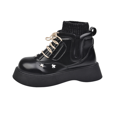 英伦风加绒棕色马丁靴女秋机车靴