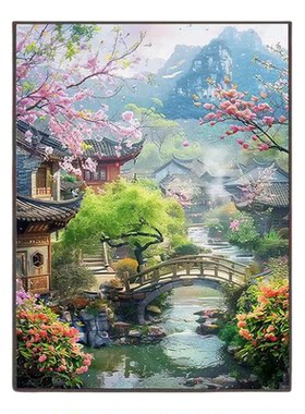 古风山水DIY满钻钻石画礼物