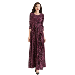 黑色长袖连衣裙女长款到脚踝2024年新款高端时尚收腰超长显瘦裙子