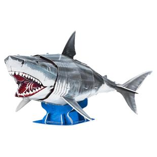 乐立方儿童科普濒危野生动物模型大白鲨拼装3D立体拼图国家地理