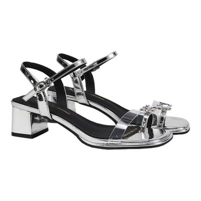 fed银色一字带凉鞋夏季新款女鞋透明带套趾凉鞋女款S0430-ZC683