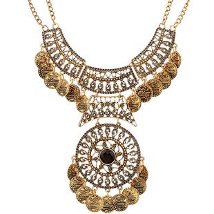 欧美外贸饰品异域风情复古夸张钱币流苏埃及项链女部落民族风配饰