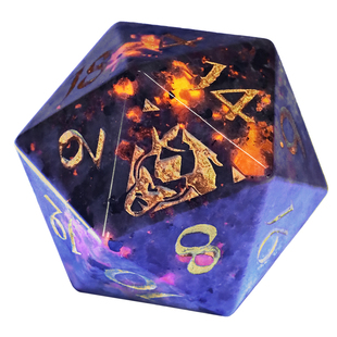 大号D20博德之门火焰骰子天然火焰石大成功色子支持符号数字定制