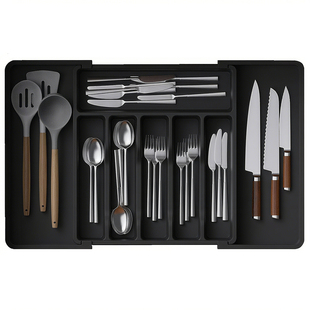 抽屉收纳盒【可伸缩款】筷子刀叉餐具置物架厨房用品分类整理神器