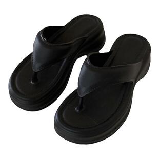 细细条 增高跟夹脚凉拖鞋女百搭夏天网红外穿沙滩度假防臭人字拖