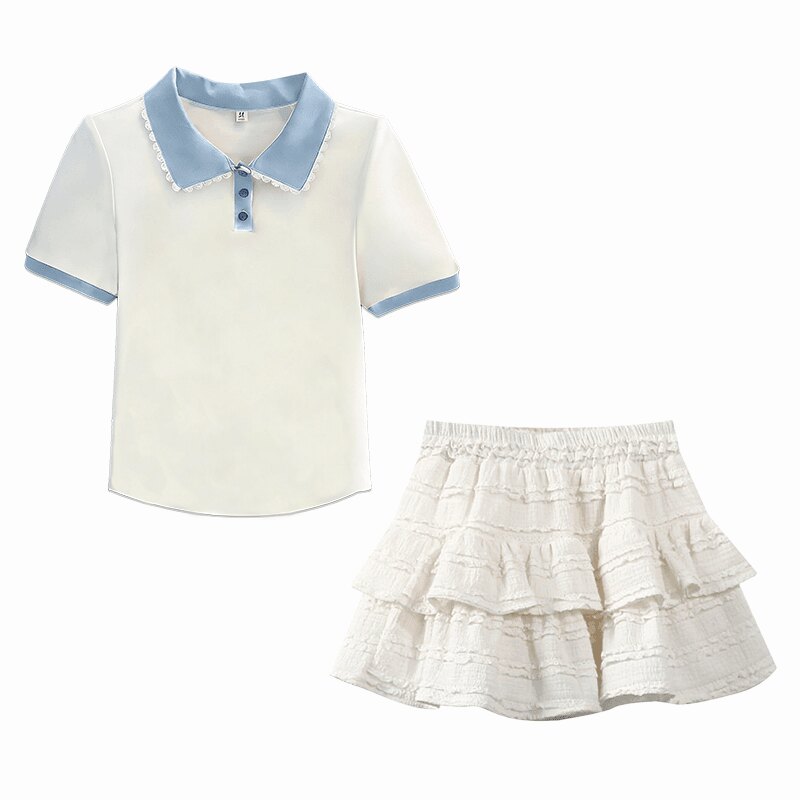女童夏季polo短袖蛋糕裙两件套