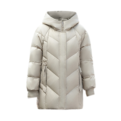 妈妈冬装中长款连帽羽绒服外套