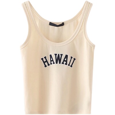 BM背心Hawaii刺绣纯棉修身吊带