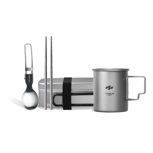 星川MKWAY户外餐具便携套装不锈钢折叠筷子勺子饭盒钛杯露营野炊