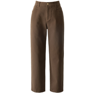 棕色牛仔裤直筒裤女2025秋冬新款女裤美拉德咖色裤子加绒裤法棍裤