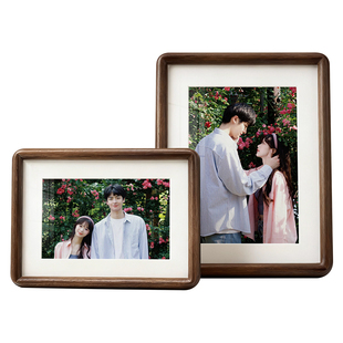 实木相框摆台高级感照片定制diy打印洗照片加做成六6寸相框胡桃木