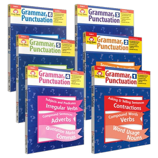 Evan-Moor Grammar & Punctuation 语法与标点练习册 美国加州教辅 evanmoor 原版进口少儿英语学习进阶提升 一年级到六年级