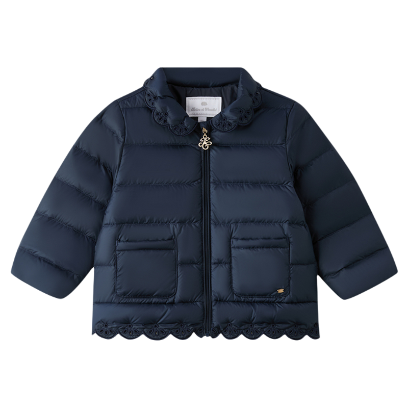 tartineetchocolat法国巧克力童装冬季女童翻领鹅绒羽绒服