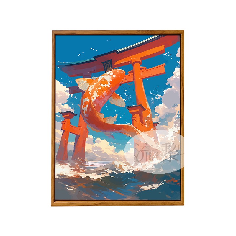 中国风鲤鱼跃龙门DIY数字油画