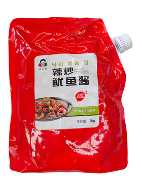 韩式小伙子辣炒鱿鱼酱1kg商用烧烤铁板鱿鱼酱调味酱料章鱼海鲜酱