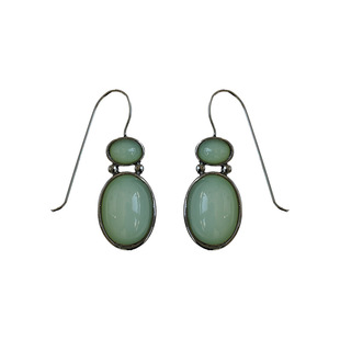 古着vintage复古Antique green oval gemstone earrings耳饰