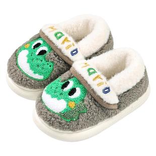 恐龙儿童棉拖鞋男童冬季小宝宝拖鞋一岁半幼儿室内保暖包跟家居鞋