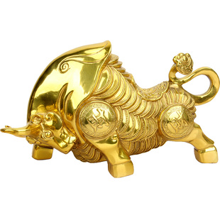 铜华尔街牛铜牛财字摆件旺市生肖牛华尔街客厅办公室牛气冲天开业