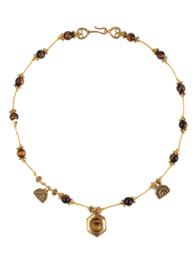 现货26SS新款DACCORD虎眼石斑点石编绳超长款项链叠戴春夏高级感