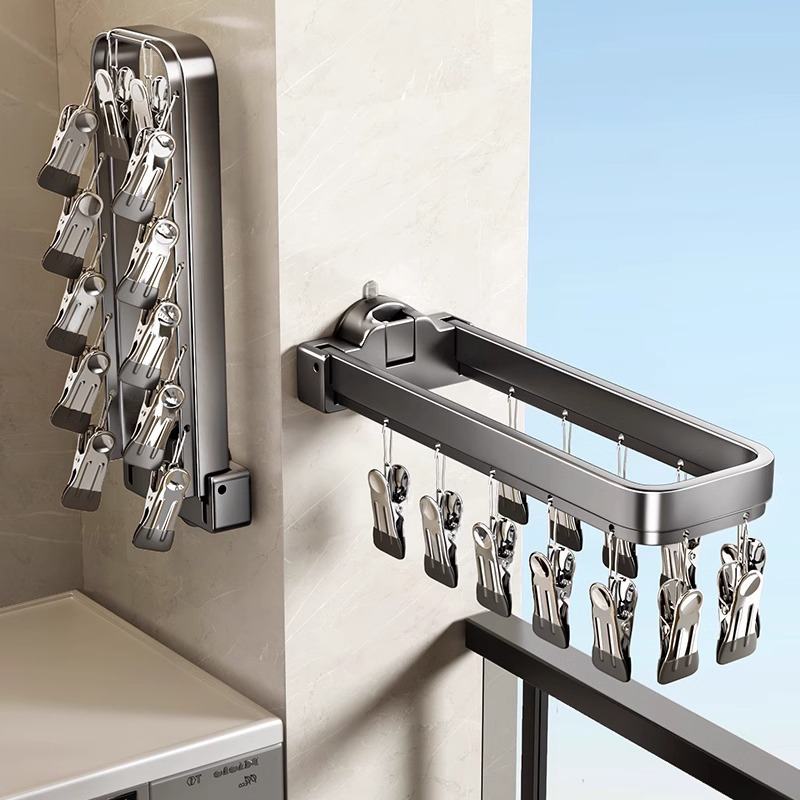 吸盘折叠袜子晾晒架阳台家用衣架婴儿晾衣架无痕多夹子晒袜子神器