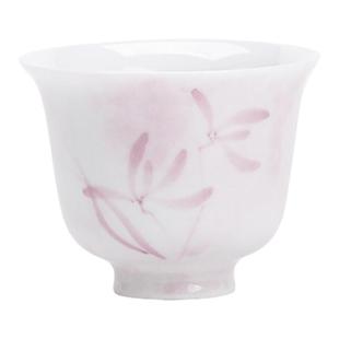圭隐堂手绘紫兰花陶瓷功夫茶杯小高足杯精致主人杯女士单杯品茗杯