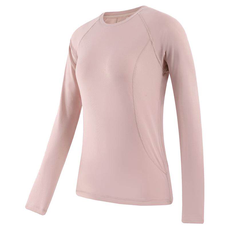 骆驼瑜伽服女长袖秋冬薄绒运动服上衣健身服跑步衣服休闲紧身衣
