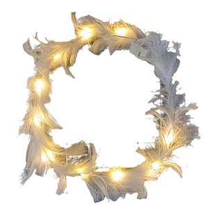 新款发光发箍羽毛暖灯花环节日晚会演出头饰女学生发卡摆地摊热卖