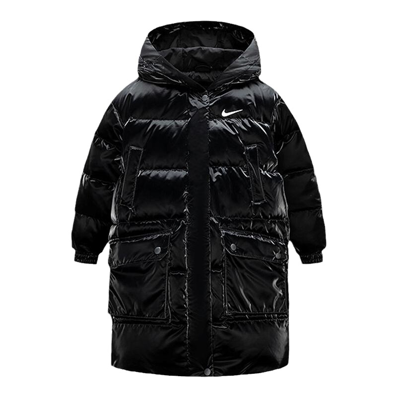 Nike儿童装女童羽绒服中长款2024冬季新款中大童棉袄厚NY2442043
