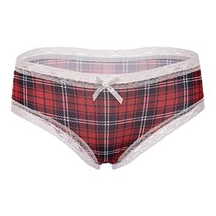 「LA」美式vibe｜NewYear红色特辑* 纯欲氛围感格子蕾丝边女内裤