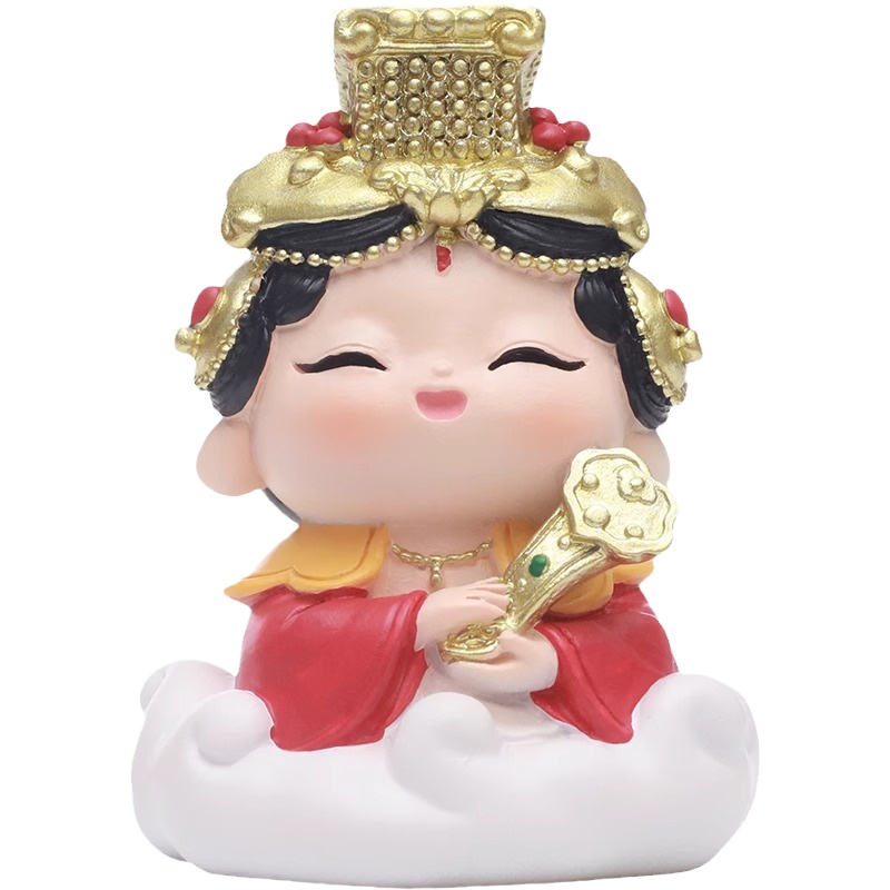 欢喜各路神仙摆件财神爷佛系办公桌面观音菩萨文殊妈祖文创文曲星