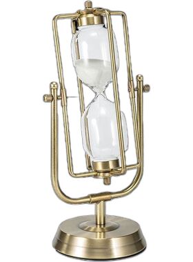 金属轻奢旋转沙漏计时器高档办公室桌家居客厅电视柜书柜乔迁摆件